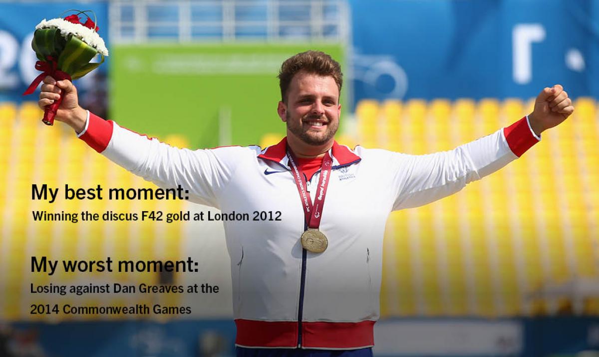 Graphic with a picture of a man on a podium, celebrating