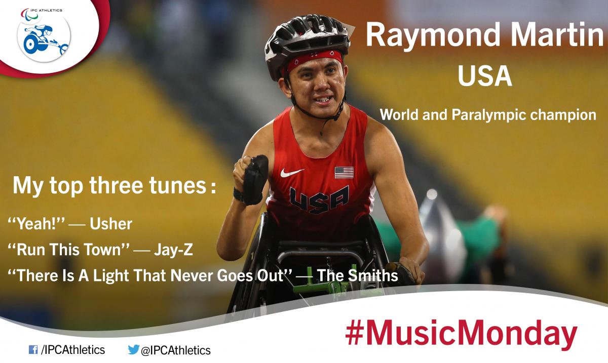 Music Monday: The USA’s Raymond Martin The dominant force in men’s T52 wheelchair racing shares with us his three favourite tunes.
