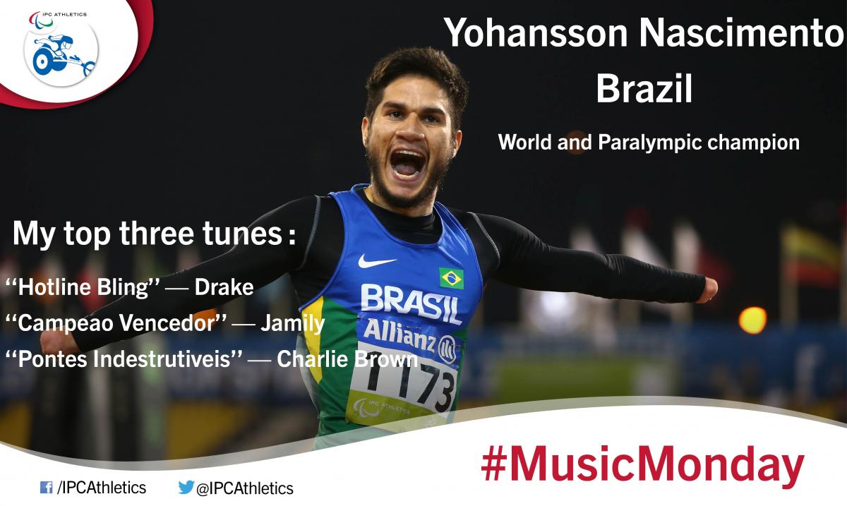 The Brazilian sprinter gives his three favourite songs: •Campeao Vencedor- Jamily; Pontes Indestrutiveis - Charlie Brown; Hotline Bling – Drake 
