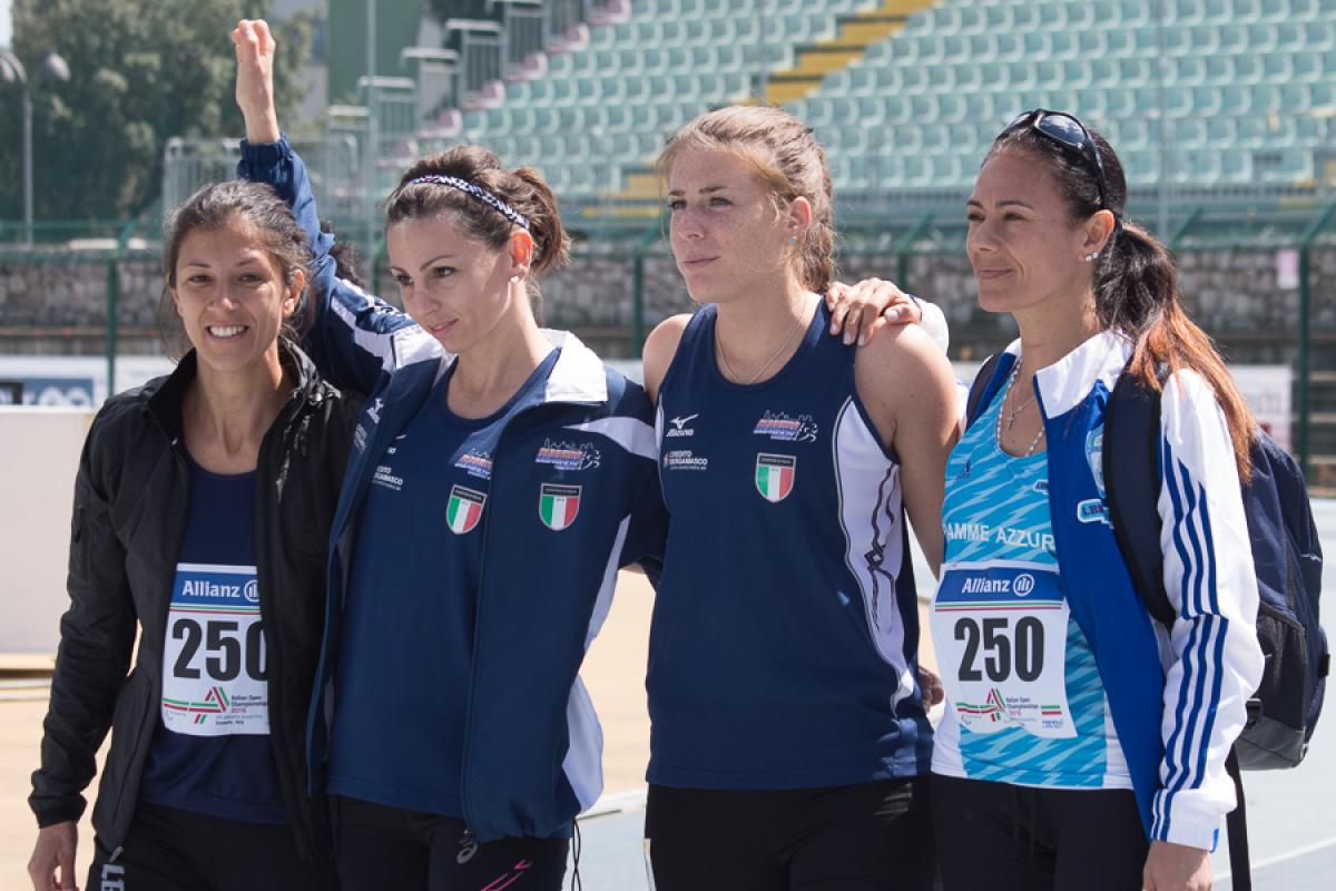 The Italian quartet set a new 4x100m T42-47 world record at the 2016 IPC Athletics Grand Prix in Grosseto, Italy, on 10 April 2016.