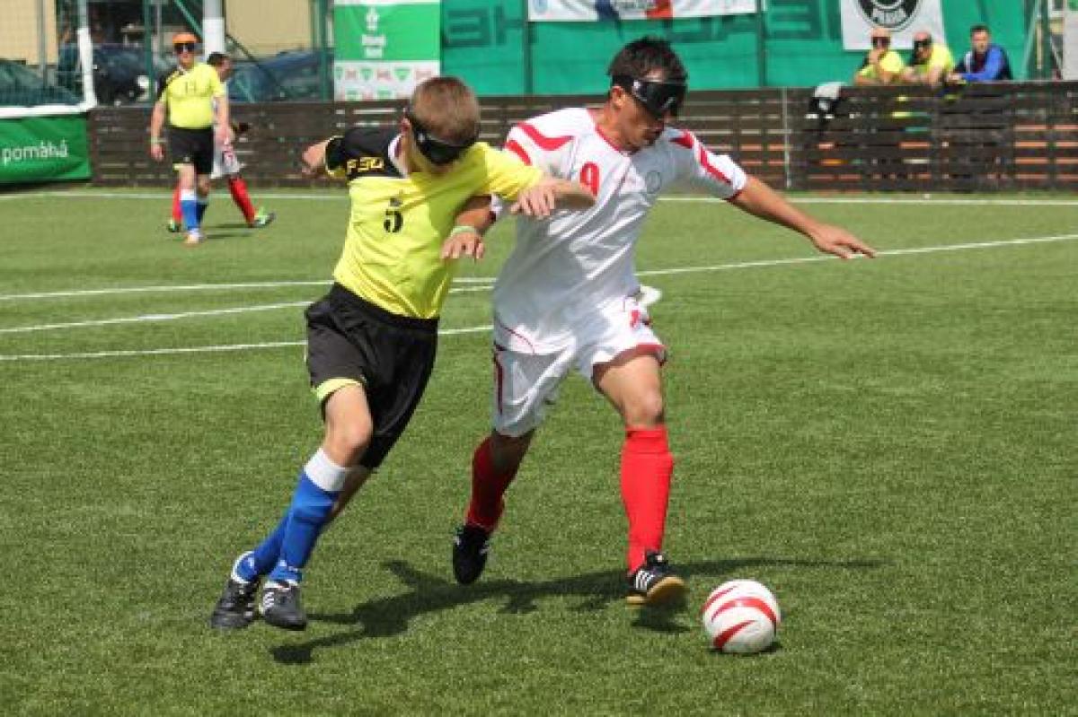 Moldova vs Romania - football 5-a-side Moldova vs Romania at the 1st IBSA Euro Challenge Cup in Prague in 2014.