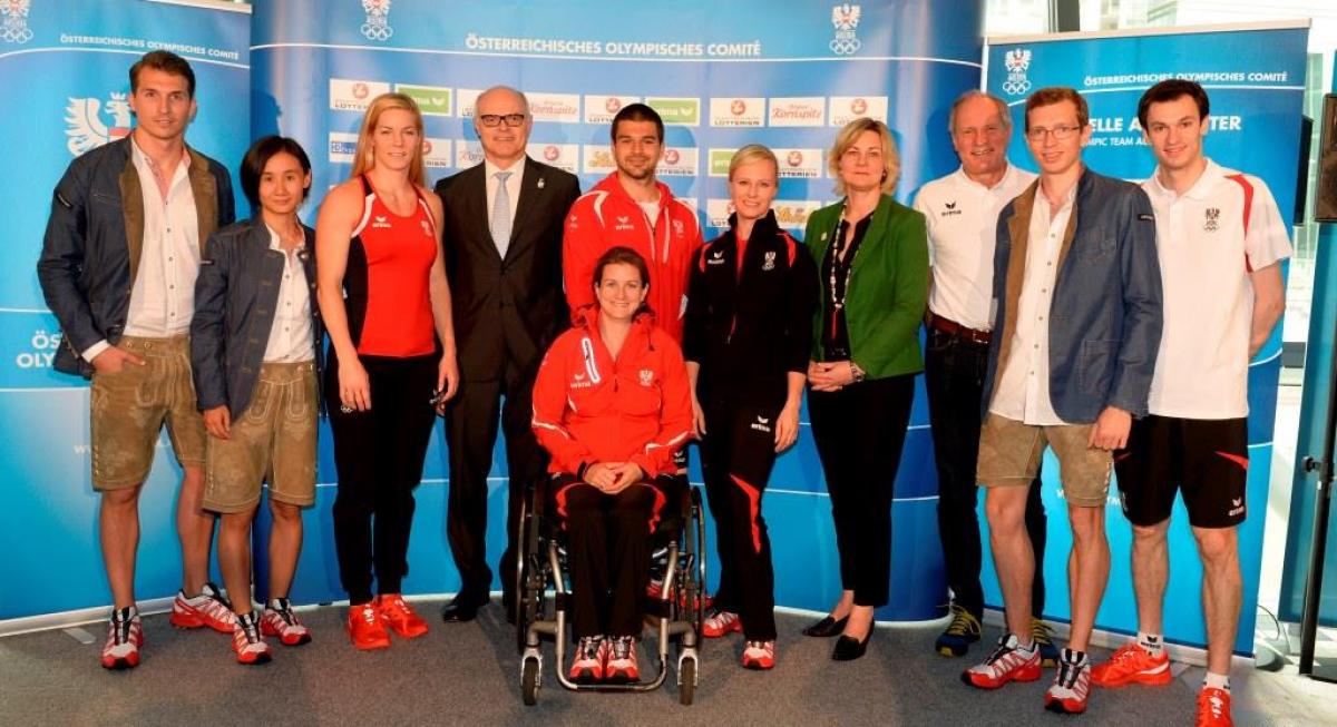 Swimmer Sabine Weber-Treiber, track athlete Gunther Matzinger and canoeist Markus Swoboda Swimmer Sabine Weber-Treiber, track athlete Gunther Matzinger and canoeist Markus Swoboda
