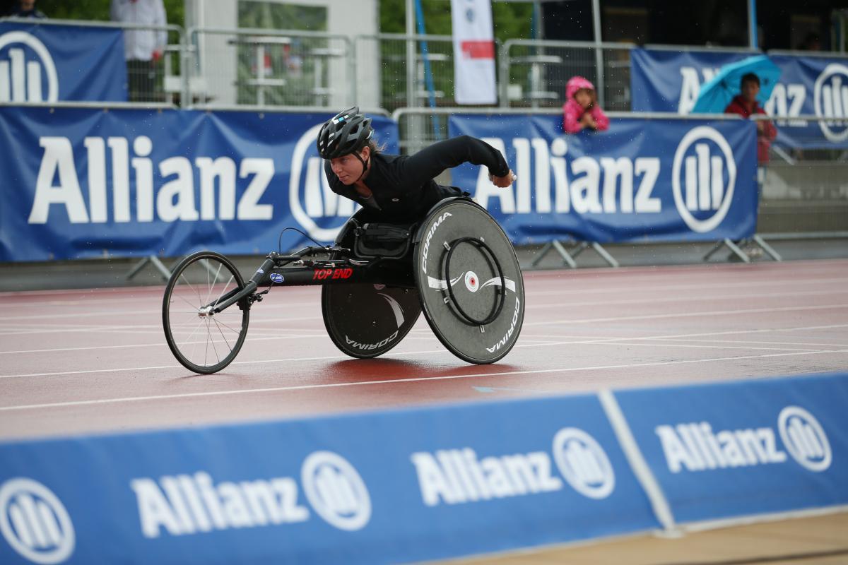 An athlete competes at the 2016 IPC Athletics Grand Prix in Nottwil, Switzerland.