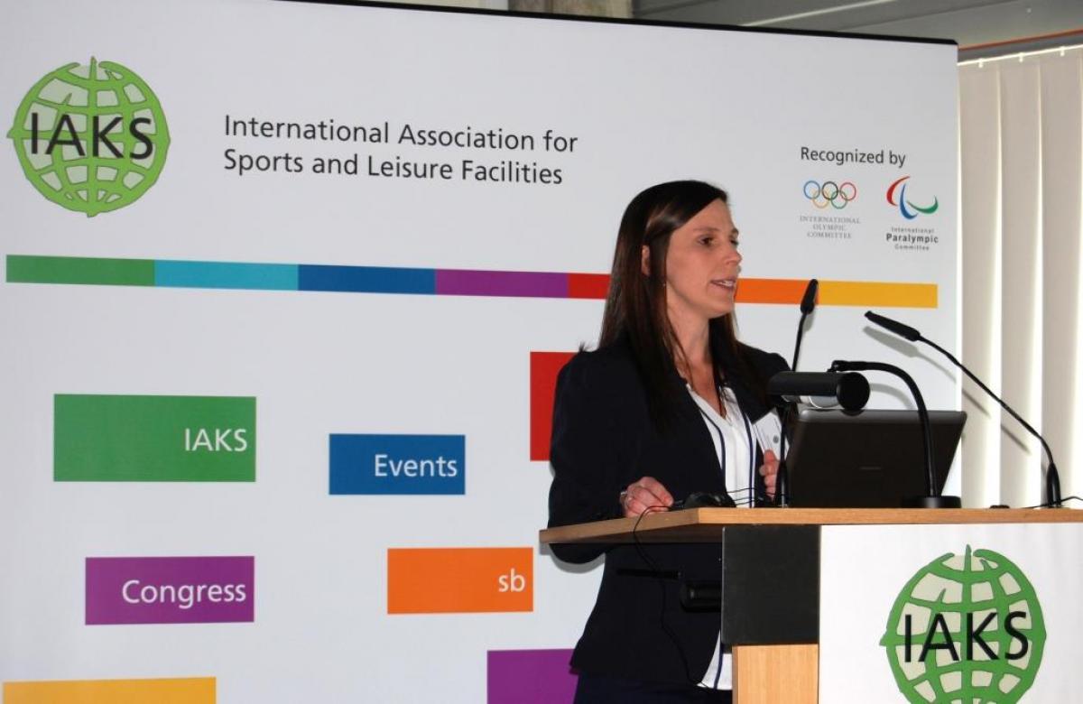 Jessica Korber gave a presentation to the 16th IAKS Management Conference on Artificial Ice Rinks.
