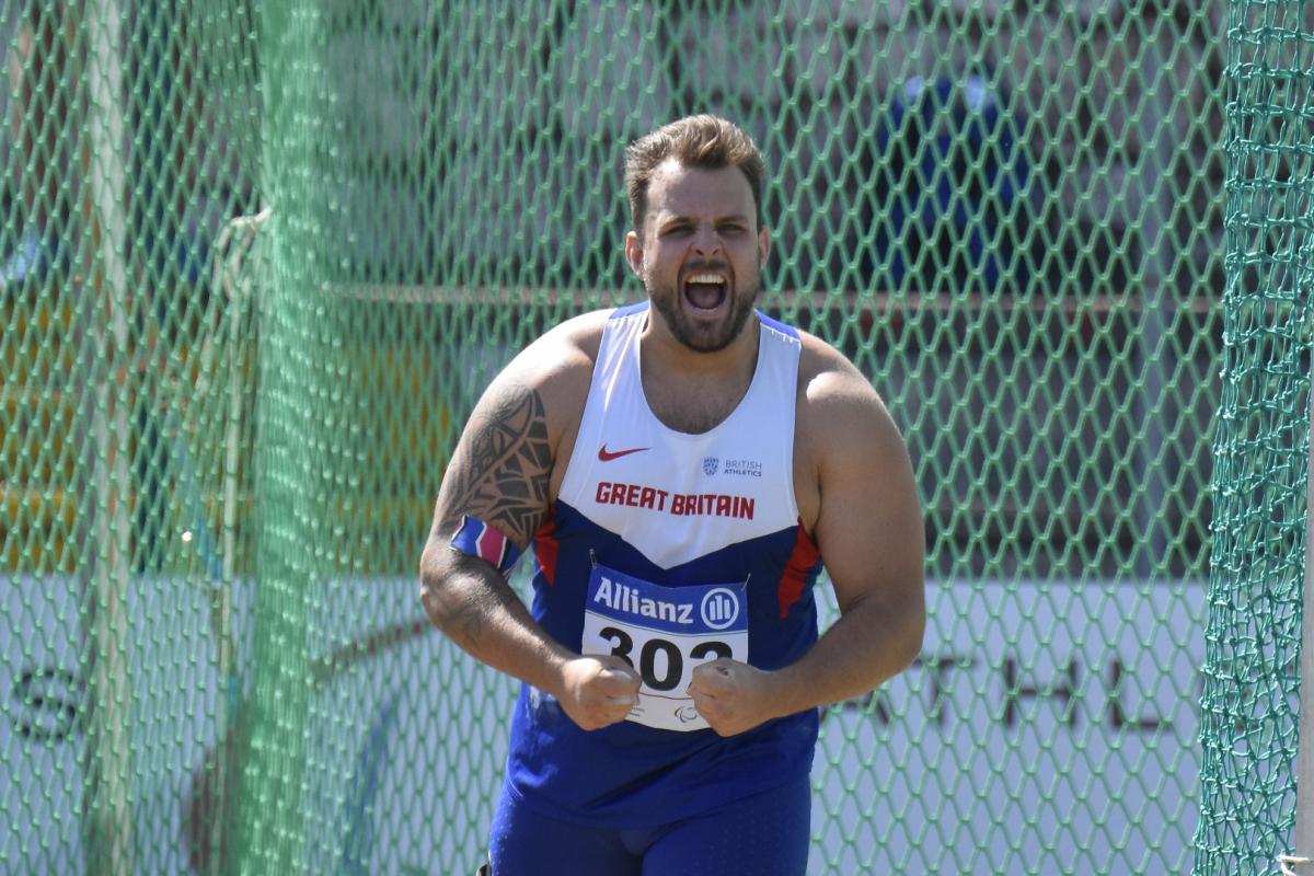 Man in GB jersey celebrating