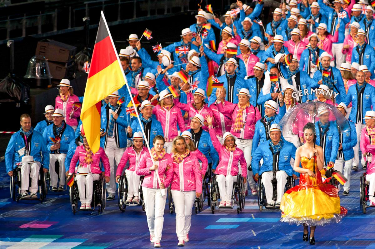 A team in colourful clothes 