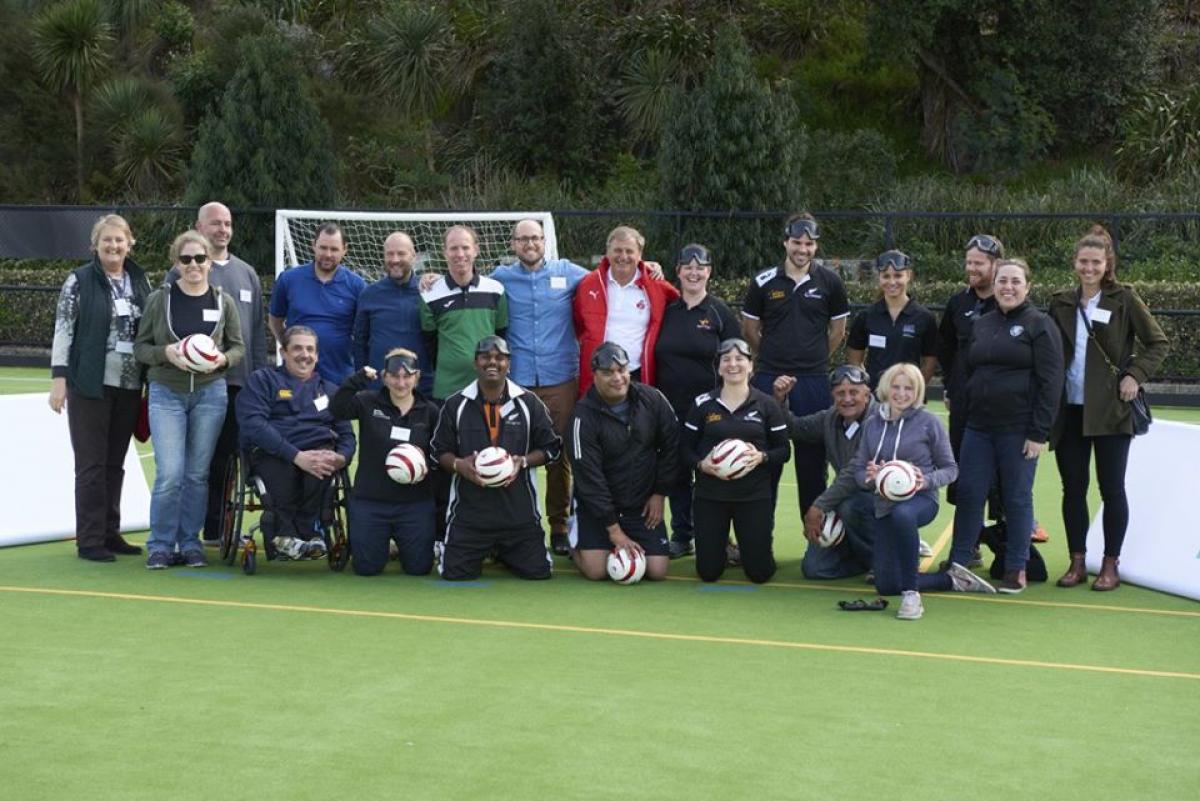 Blind Sport New Zealand introduced the sport to the country. Participants after training.