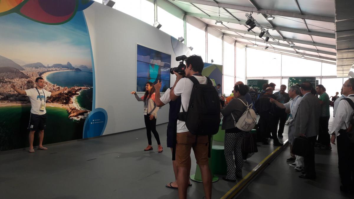 Proud Paralympian launch Rio 2016 An athletes poses in front of a picture of Rio de Janeiro