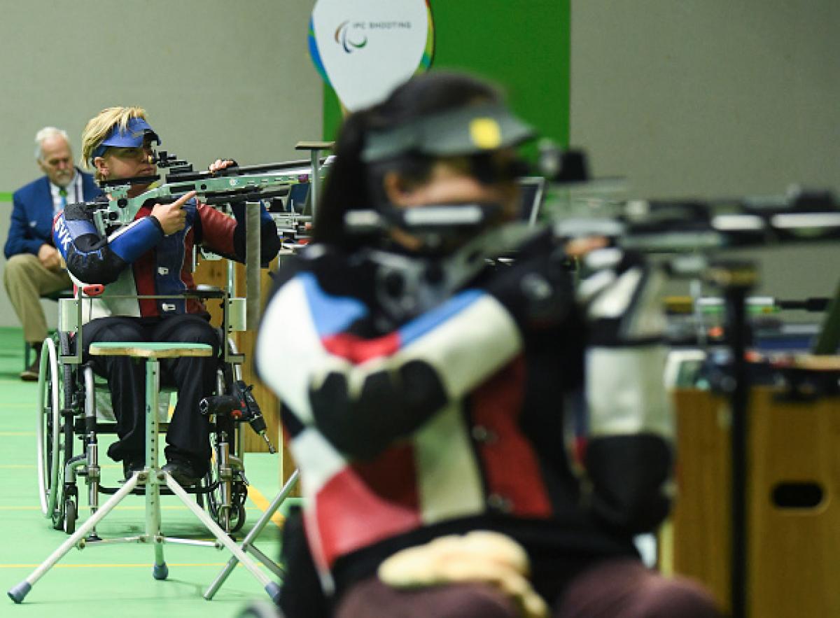 Veronika Vadovicova gold medalist at Shooting R2 Women's 10m Air Rifle Standing SH1 Final