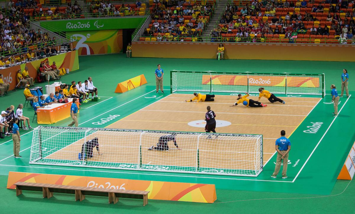 Preliminary Goalball match between USA and Brazil