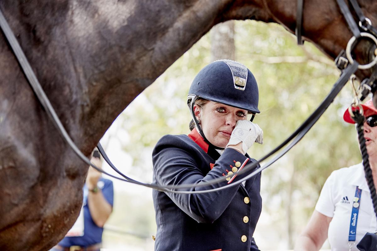 Natasha Baker (GBR) was overcome with emotion on winning her grade II individual gold medal.