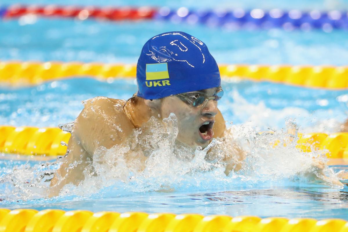 Ievgenii Bogodaiko Ievgenii Bogodaiko of the Ukraine competes in the men's 100m breaststroke SB6 final at the Rio 2016 Paralympic Games.
