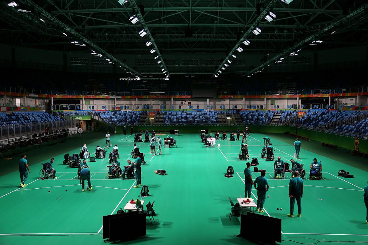 A general view during a Boccia training session at the Olympic Carioca Arena 2 ahead of the 2016 Paralympic Games in Rio de Janeiro, Brazil. (Photo by Friedemann Vogel/Getty Images)