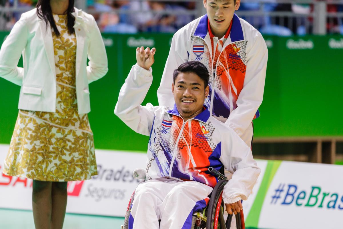 Mixed Individual - Boccia C2 VC Man in wheelchair celebrating