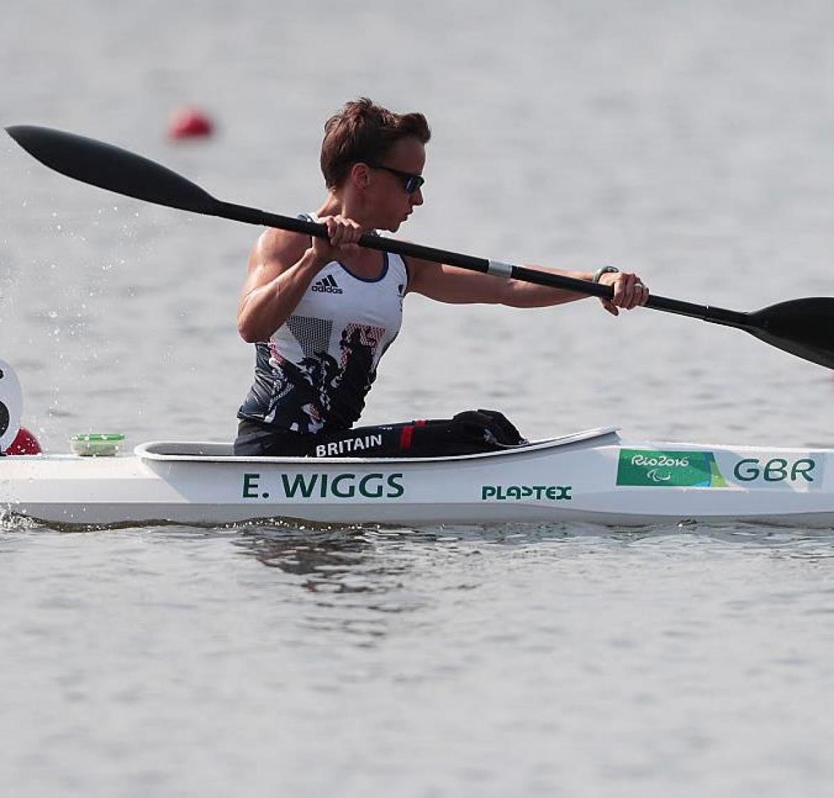 Athlete practicing para-canoe