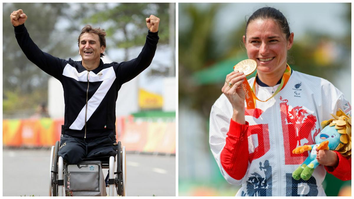 Italy’s Alex Zanardi and Great Britain’s Sarah Storey