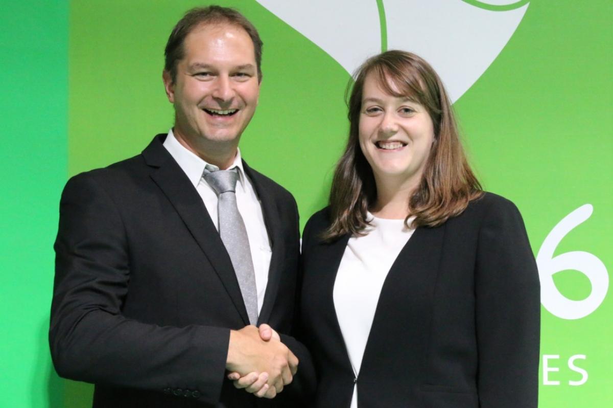 Daniel Isliker, Chief Executive of SIUS, and IPC Shooting Sport Manager Sarah Bond at the Rio 2016 Paralympic Games.
