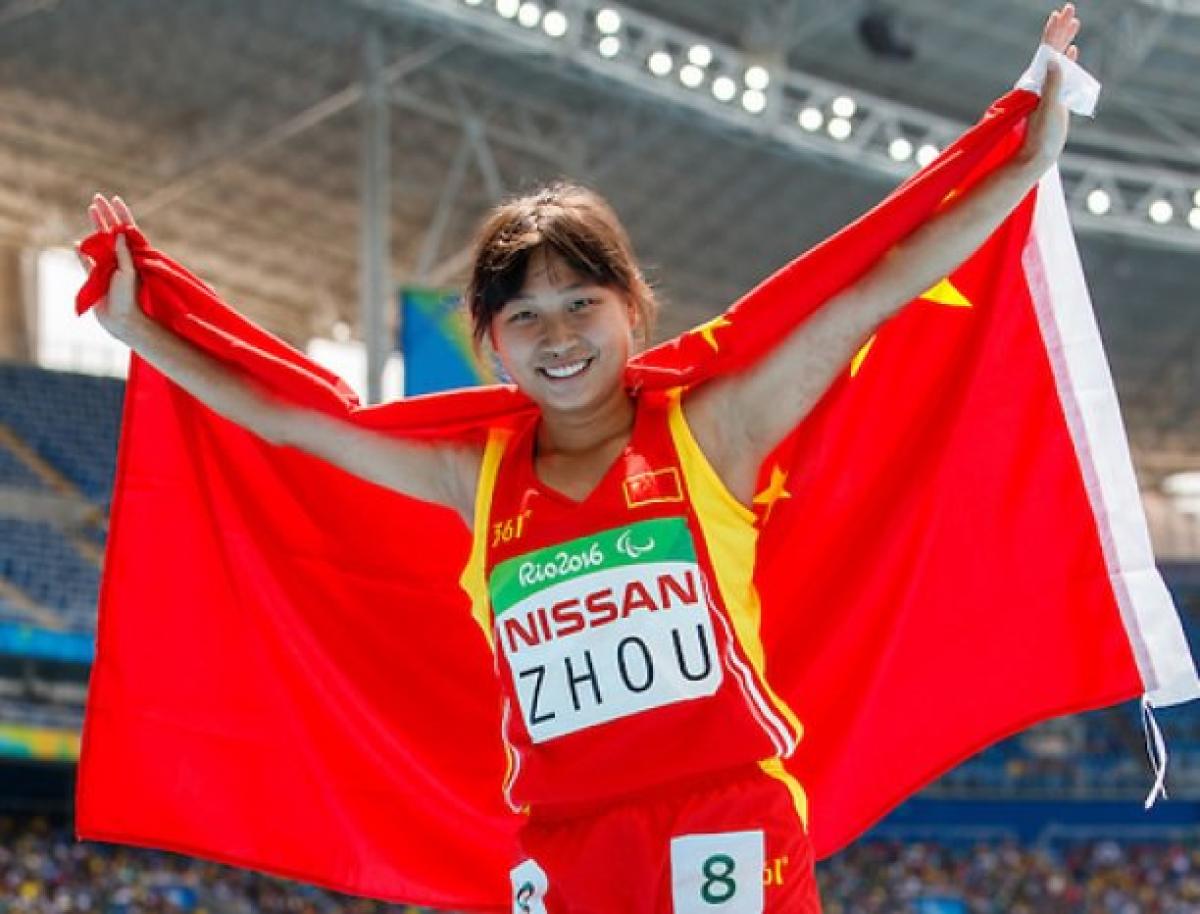 Xia Zhou CHN the Gold Medal winner in the Women's 200m