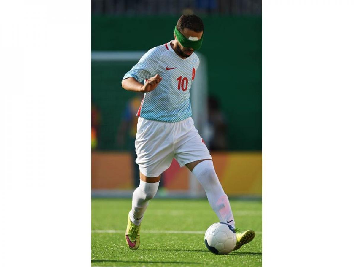 Celal Coban of Turkey - football 5-a-side Celal Coban of Turkey runs with the ball in the men's football 5-a-side during the Rio 2016 Paralympic Games.