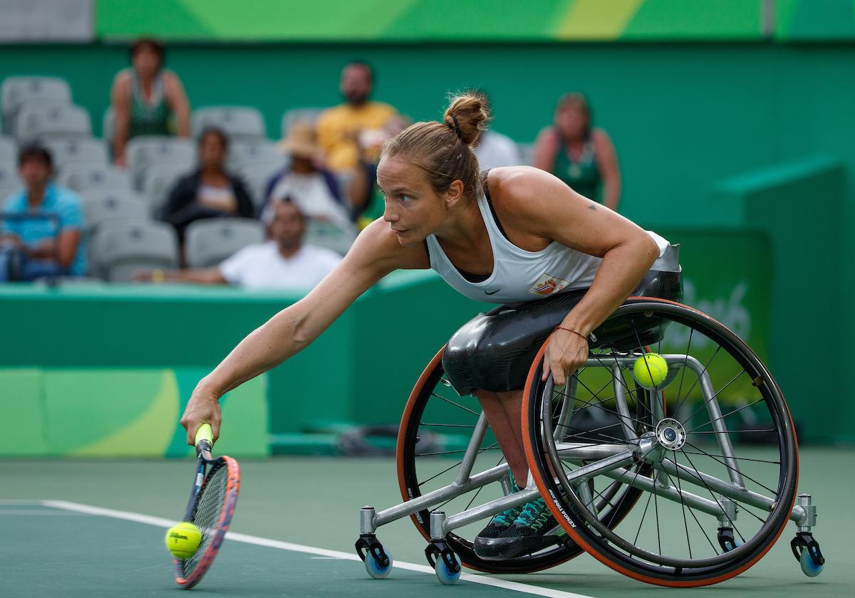 Jiske Griffioen NED playing against Aniek Van Koot NED in the Women's Singles Gold Medal Match