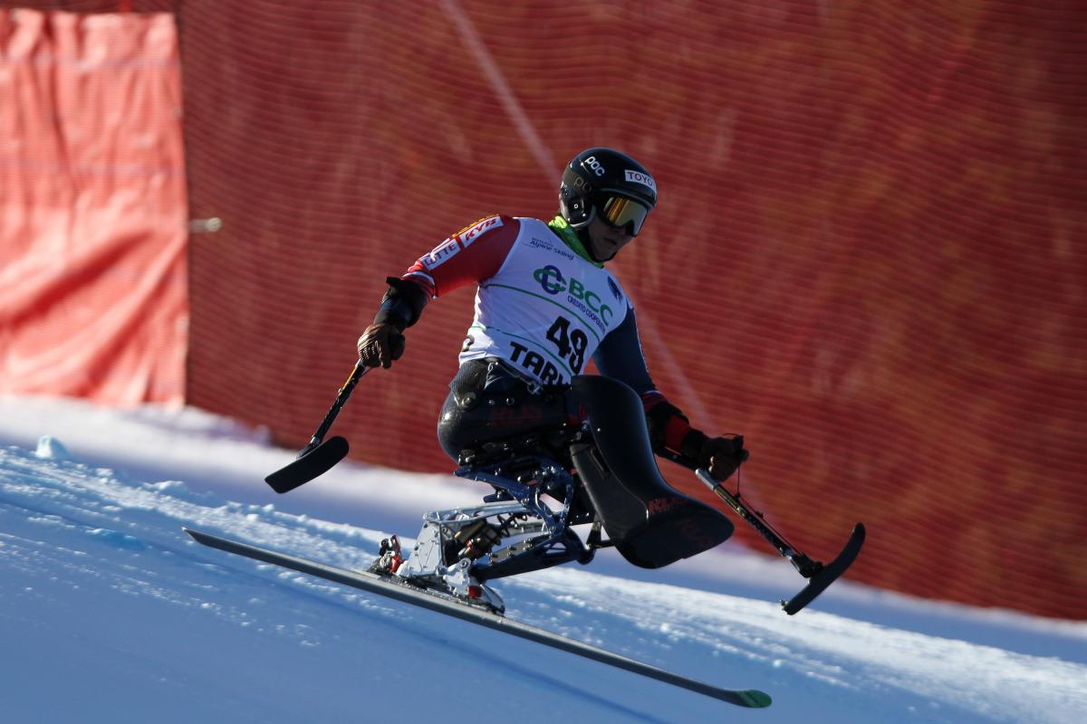 sit skier in action on a slope