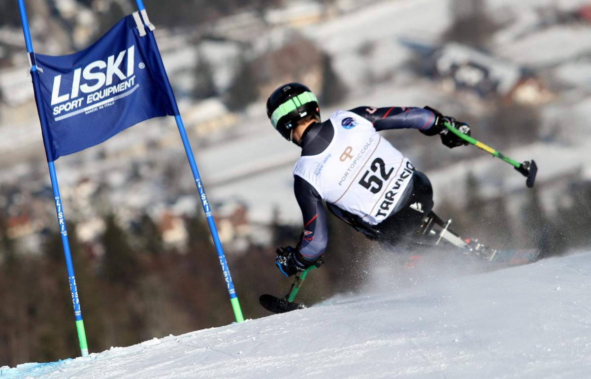 Andrew Kurka of the USA competes at the Tarvisio 2017 World Para Alpine Skiing Championships.