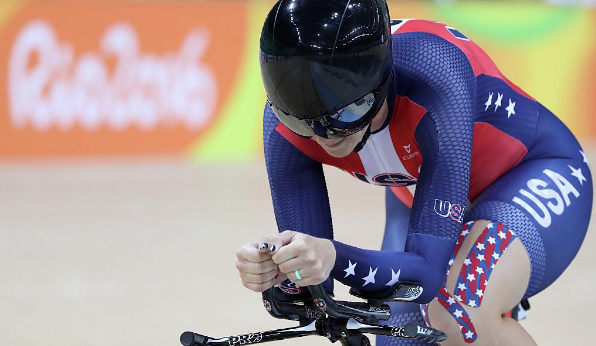 Samantha Bosco of the USA - cycling - Rio 2016 Samantha Bosco of the USA competes in the women's C5 3000m individual pursuit track cycling at the Rio 2016 Paralympic Games.