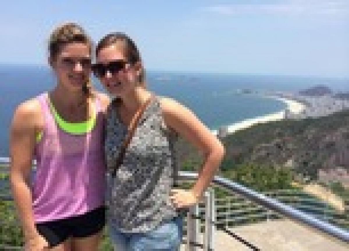 Marlou van Rhijn and her sister Suzanne enjoy the views from Rio's Sugar Loaf mountain.