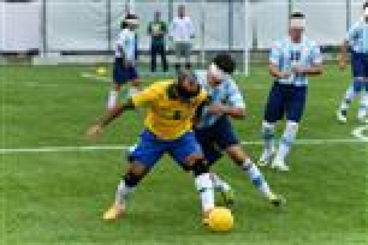 Football 5-a-side - Brazil and Argentina - Rio 2016 - 1 year to go Brazil and Argentina fought out a tough 0-0 draw in five-a-side football.