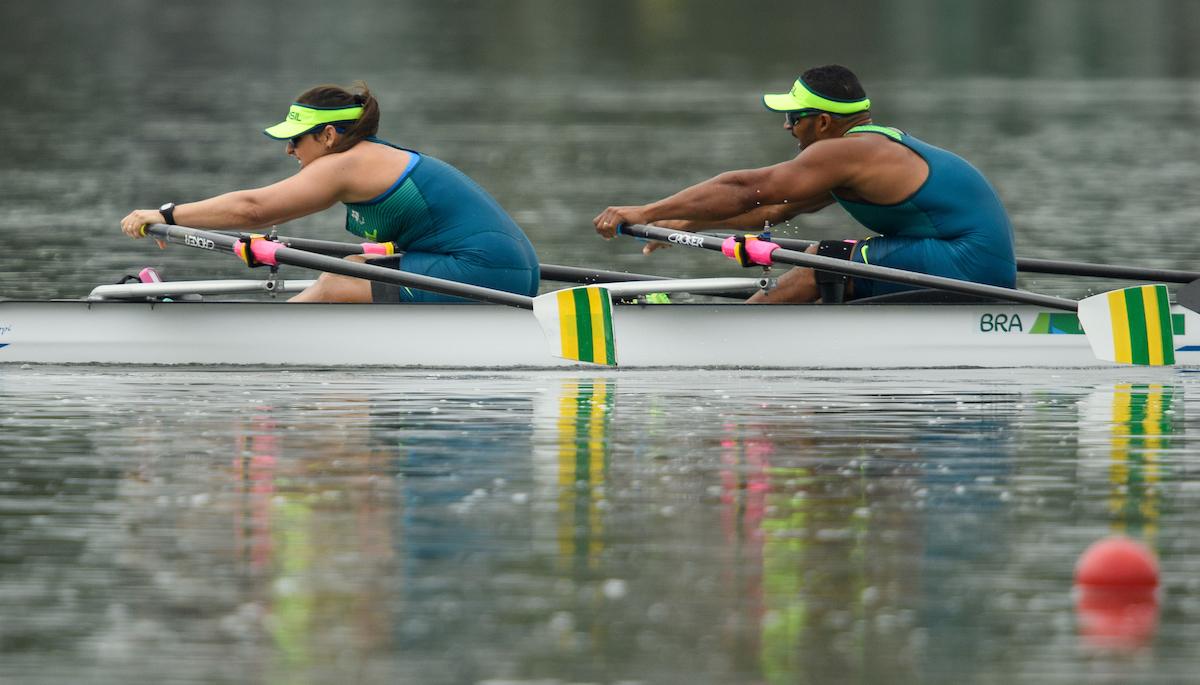 Michel Pessanha BRA and Josiane Lima BRA winning the TA Mixed Double Sculls - TAMix2x Final B at the Rio 2016 Paralympic Games.