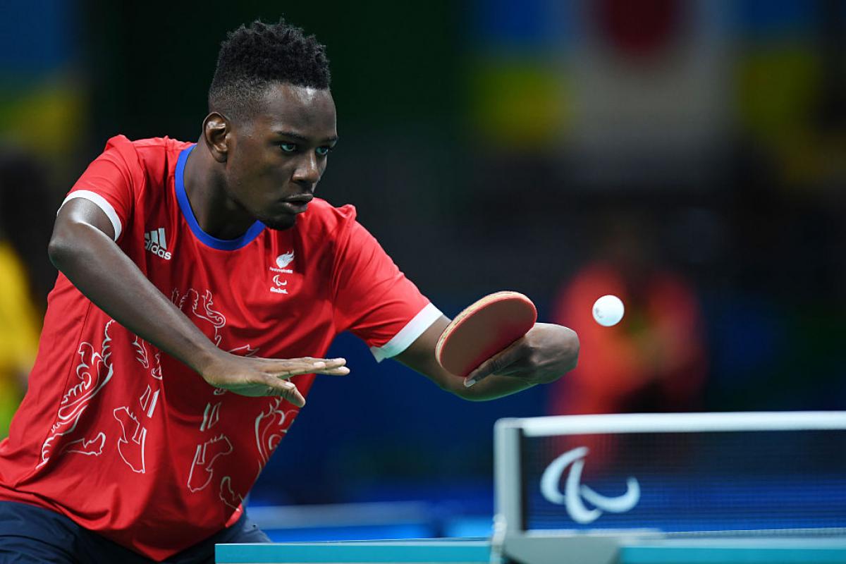 Ashley Facey Thompson of Great Britain competes in the Men's singles Table Tennis - Class 9 at the Rio 2016 Paralympic Games. 