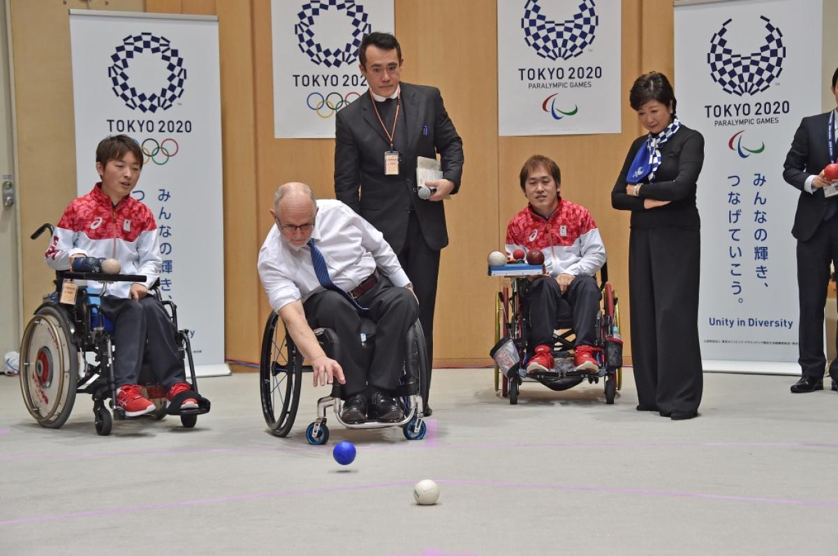 people playing boccia