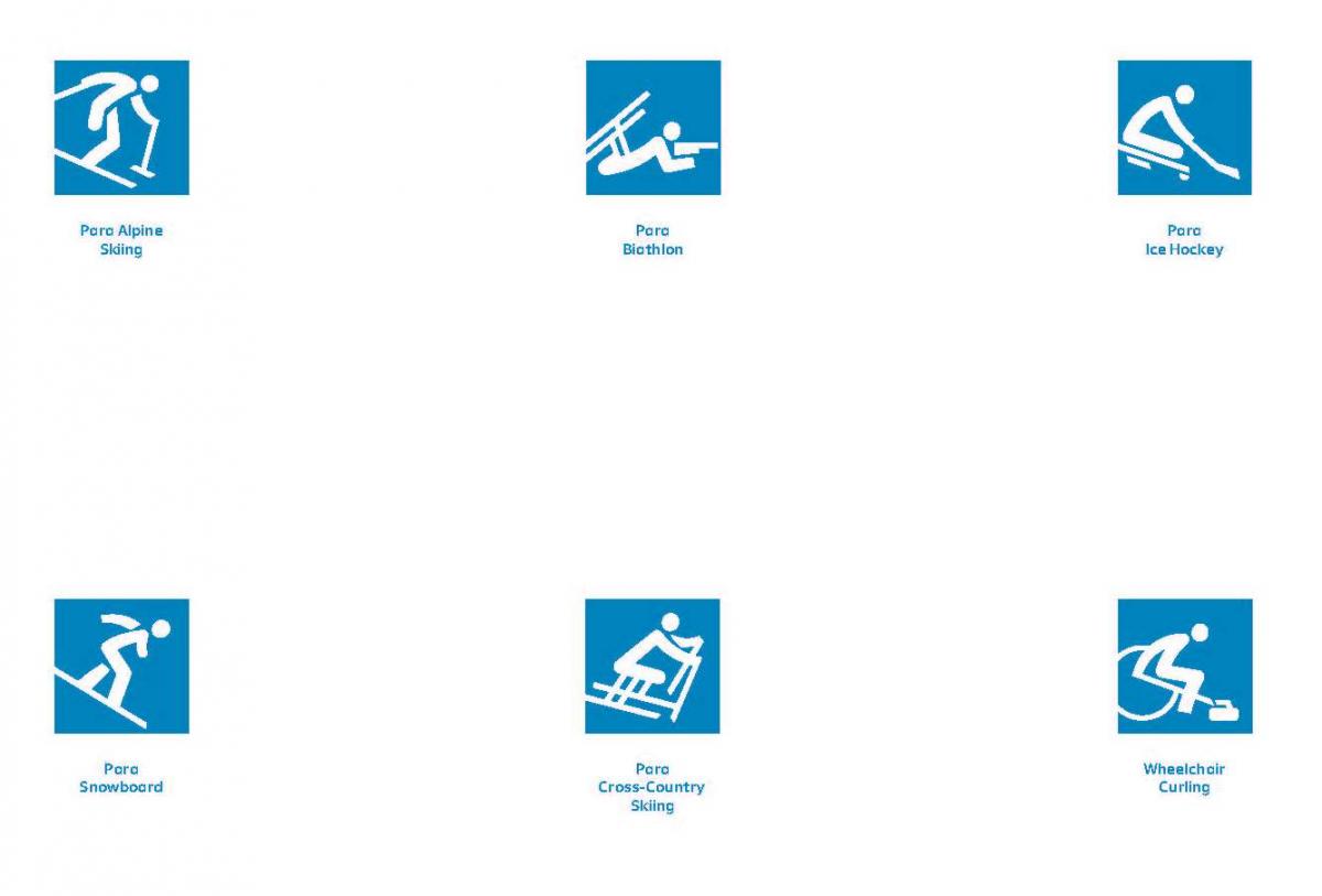 The official sport pictograms for the PyeongChang 2018 Paralympic Winter Games.