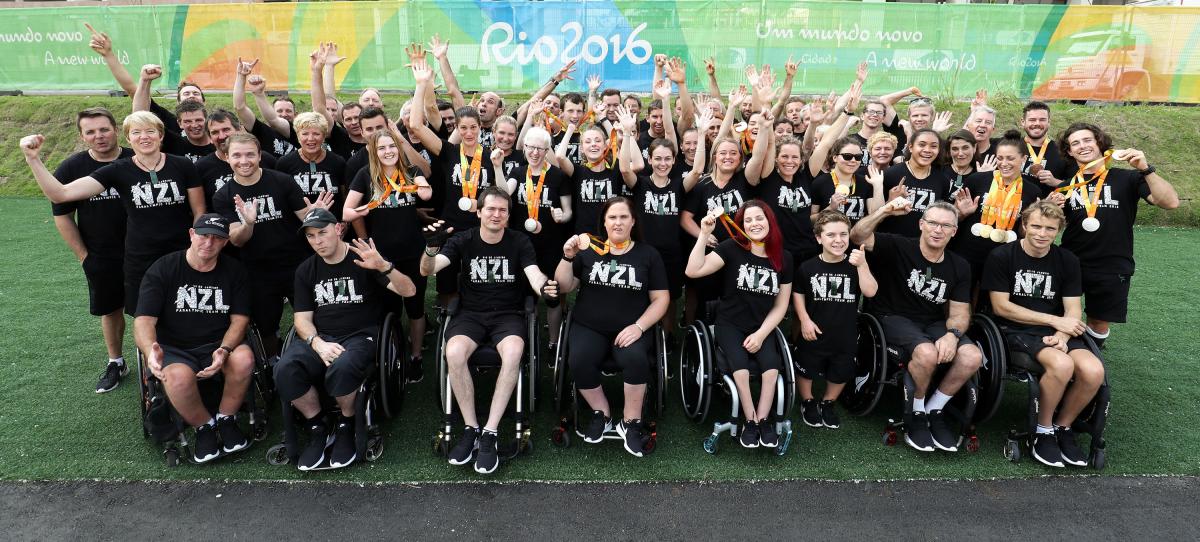 The New Zealand Rio 2016 Paralympic Games Team including Paralympians and support staff.