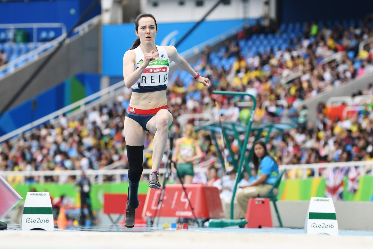 Great Briatin's Stef Reid in action in the women's long jump T44 at Rio 2016.
