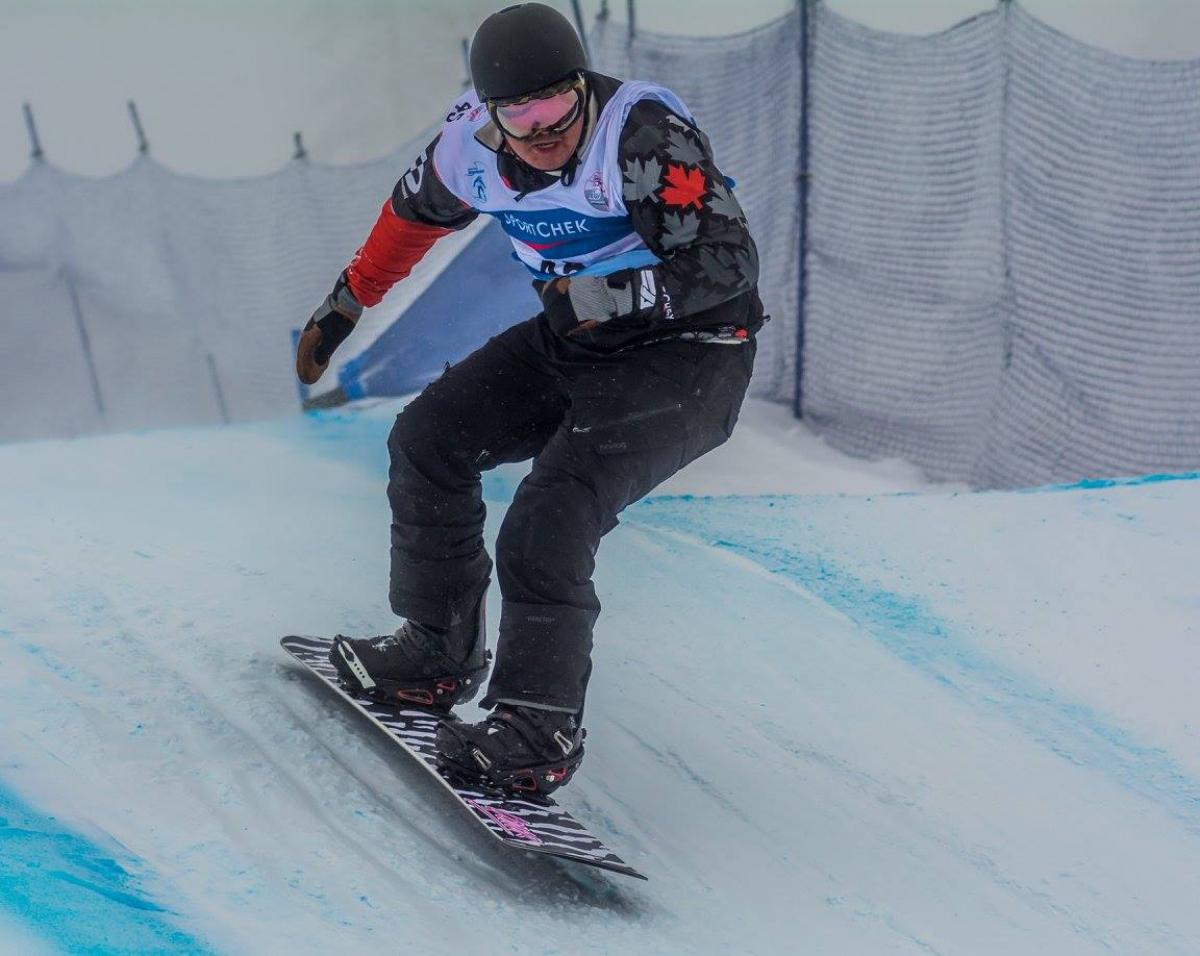 Canada's Alex Massie in snowboard action at Big White, Canada