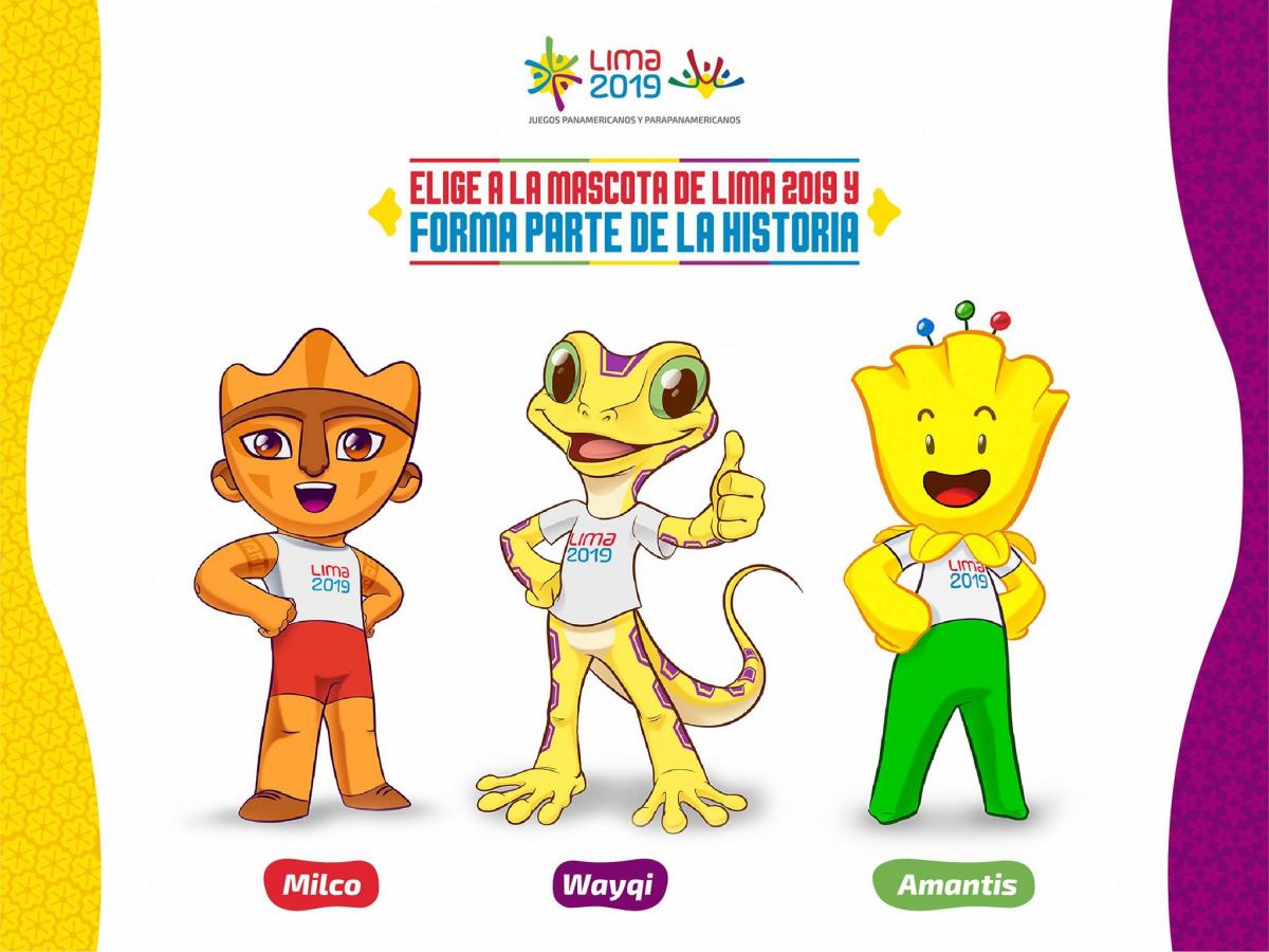 Lima 2019 - mascot shortlist three cartoon mascots in a row