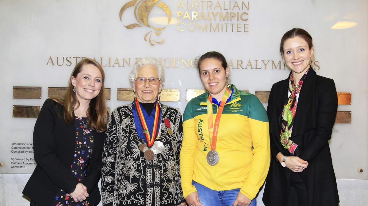 Indigenous Australian Paralympians - Amanda Reid four womnen smile for the camera