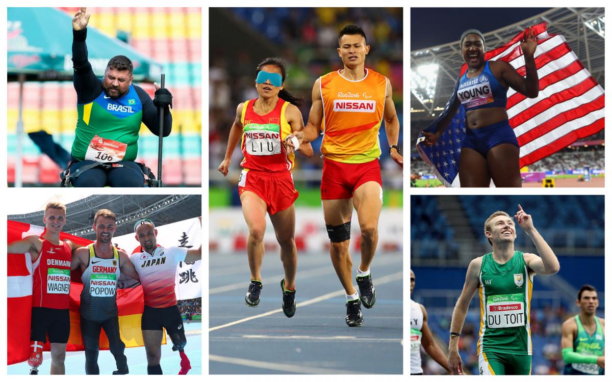 London 2017 - Day 5 Preview a group of para athletes celebrate winning their events