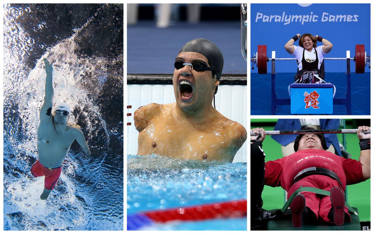 Mexico teams collage two para swimmers and two para powerlifters compete in their sports