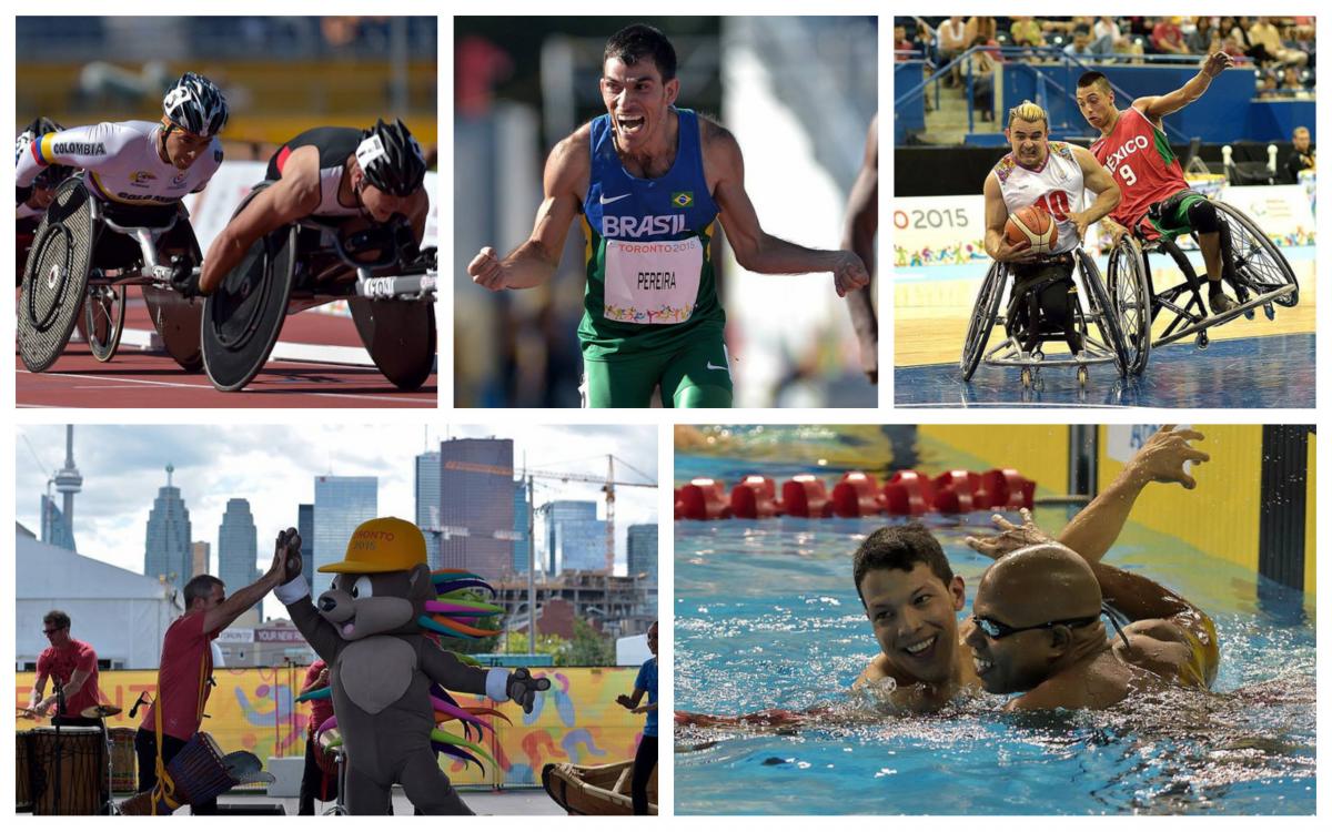 Toronto Parapans - collage a group of para athletes compete at their sports