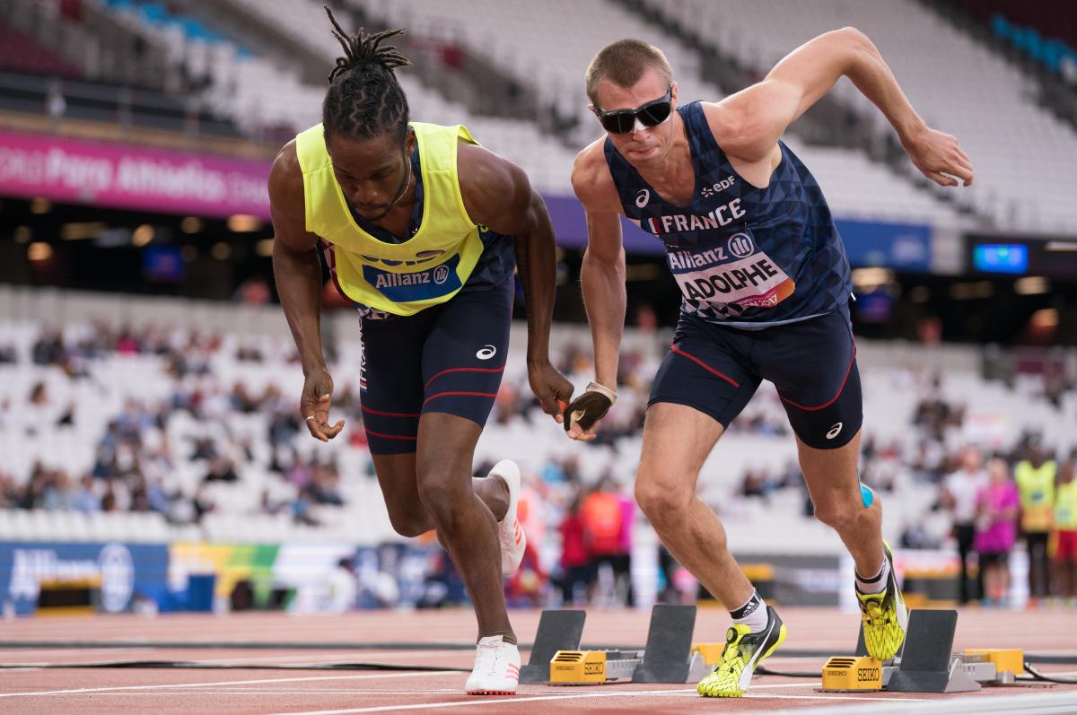 France's T11 sprrinter Timothee Adolphe competing at the World Para Athletics Championships London 2017.
