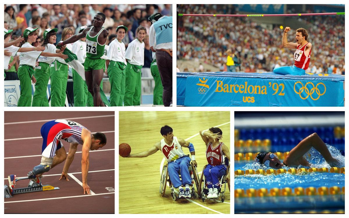 Barcelona 1992 - collage para athletes compete in their sport