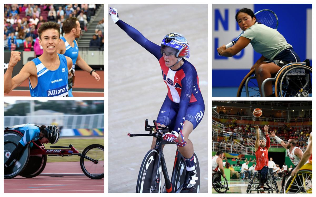 August preview - collage a group of Para athletes compete in their sports