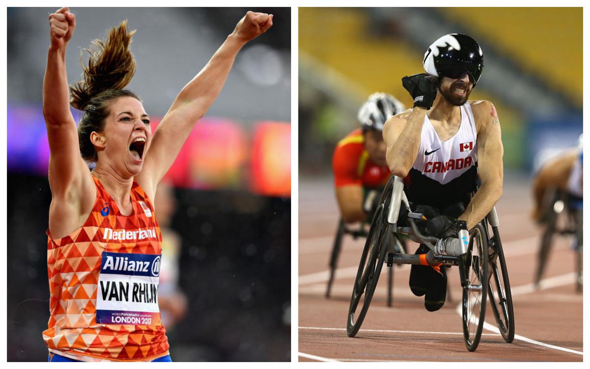 two Para athletes celebrate winning races