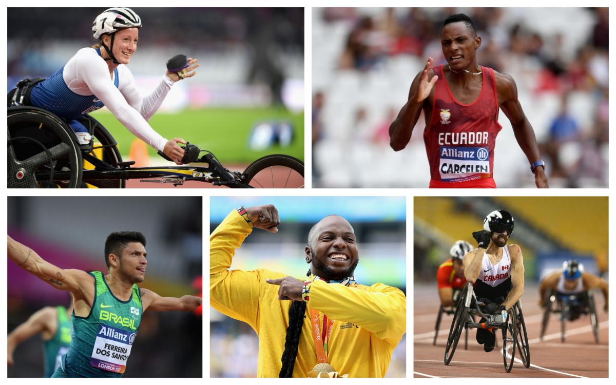 Americas AOTM - July collage five para athletes compete in track and field sports