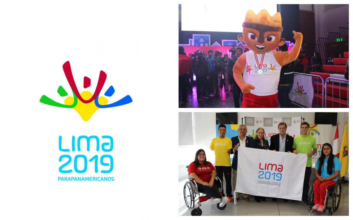 Lima 2019 - collage a logo, a mascot and a group of Para athletes