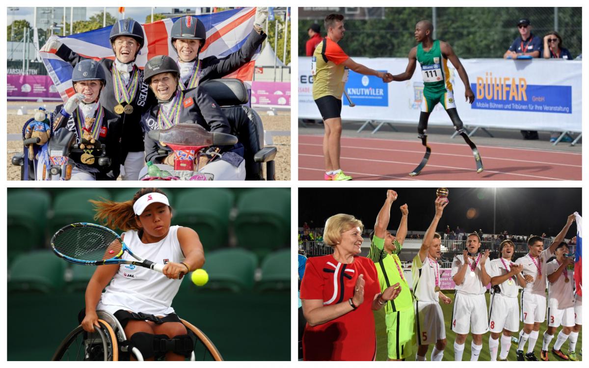 August 2017 review - collage a group of Para athletes celebrate their victories