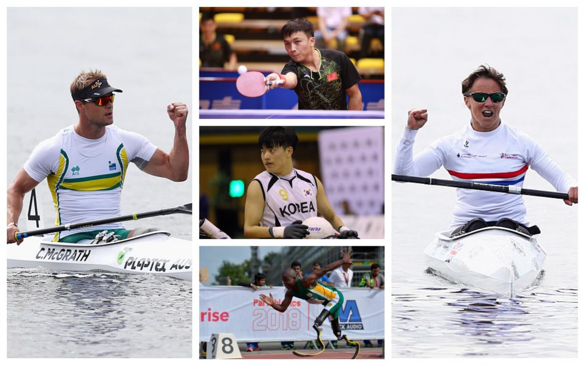 August's AOTM - collage five Para athletes compete at their sport