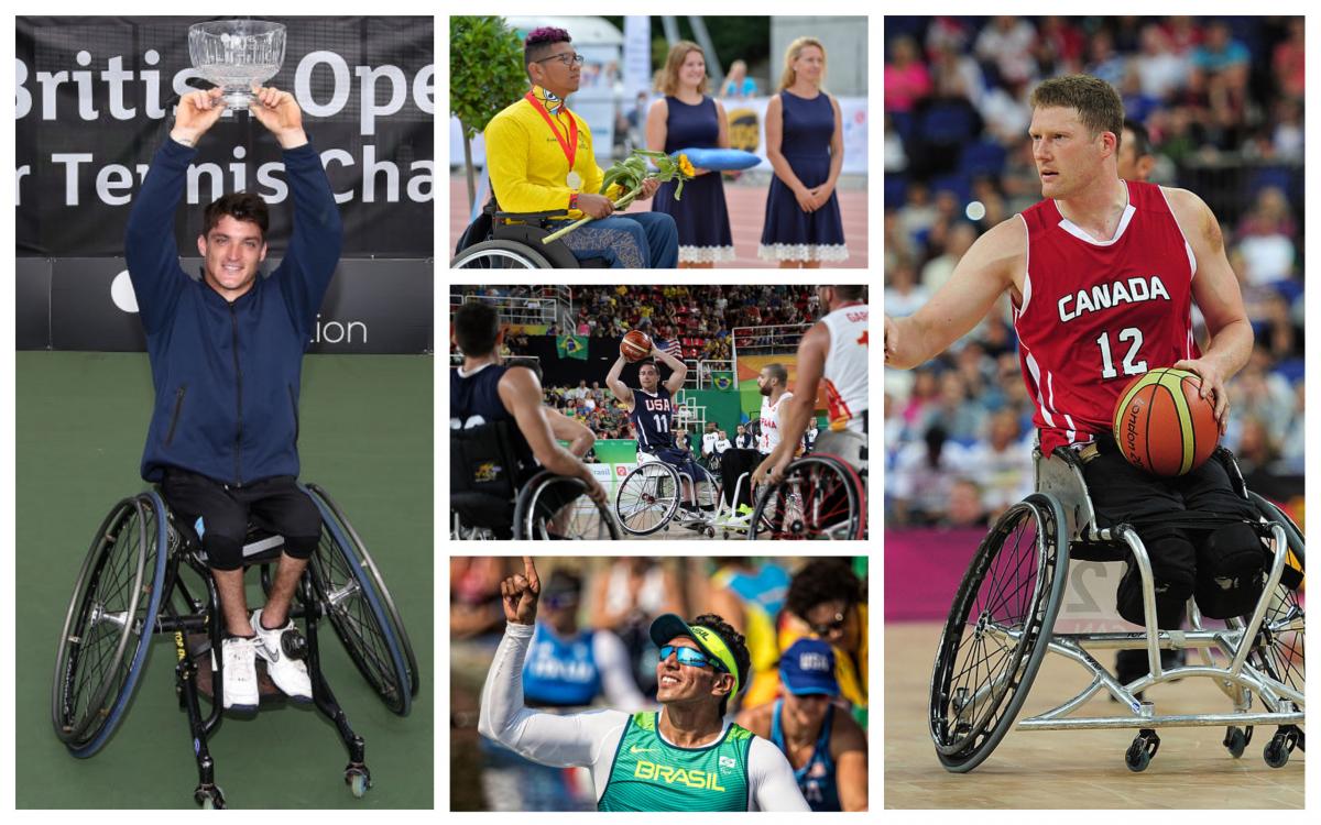 August Americas AOTM - collage five Para athletes competing at their sports